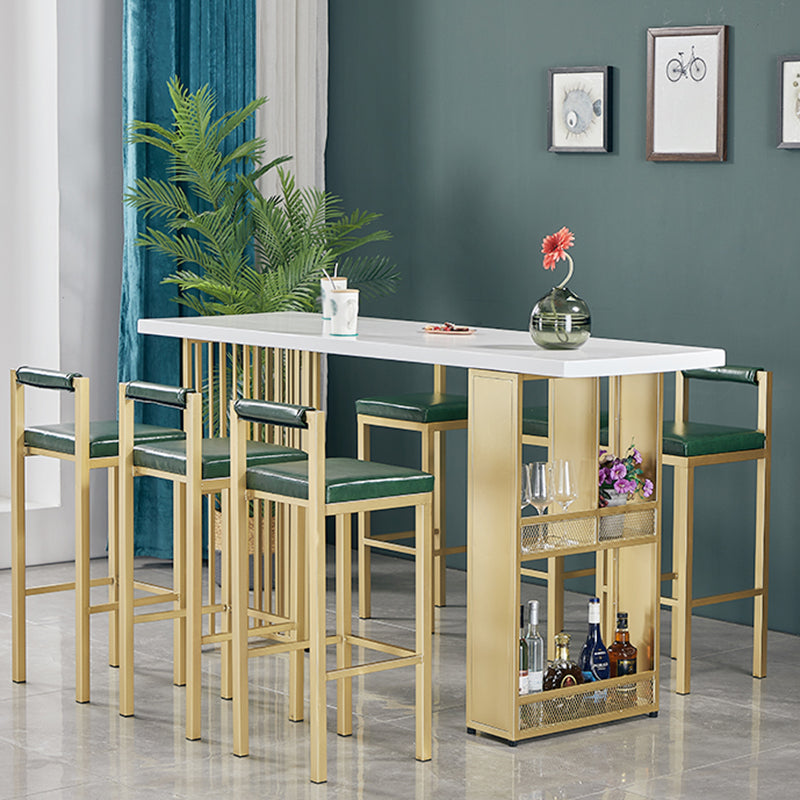 Houten balktafel traditionele luxe rechthoekige staaf aanrecht tafel met dubbele voetstuk