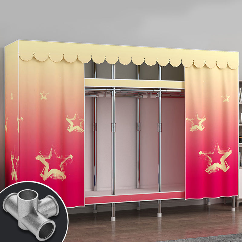 Moderne Style Garderobe Metal 2 Regale Kleiderschrankschrank für Schlafzimmer