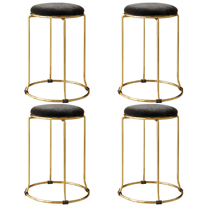 Gorgeous Standard Ottoman Pure Color Stain Resistant Velvet Footstool Ottoman Black 4 Piece Set Clearhalo 'furn' 'furn_ottomans_poufs' 'Furniture' 'Living Room Furniture' 'Ottomans & Poufs' 'ottomans_poufs' 5865769