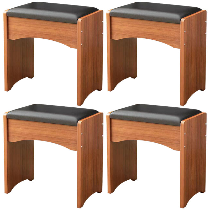 Modern PU Leather Ottoman Plain Rectangle Wood Frame Fade Resistant Target Pouf Black-Brown 4 Piece Set Clearhalo 'furn' 'furn_ottomans_poufs' 'Furniture' 'Living Room Furniture' 'Ottomans & Poufs' 'ottomans_poufs' 5865794