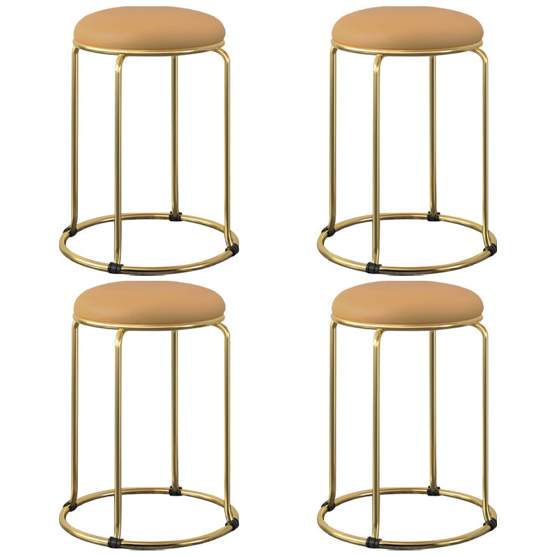 Faux Leather Mildew Resistant Ottoman Round Glam Solid Standard Ottoman Camel 4 Piece Set Clearhalo 'furn' 'furn_ottomans_poufs' 'Furniture' 'Living Room Furniture' 'Ottomans & Poufs' 'ottomans_poufs' 5865833