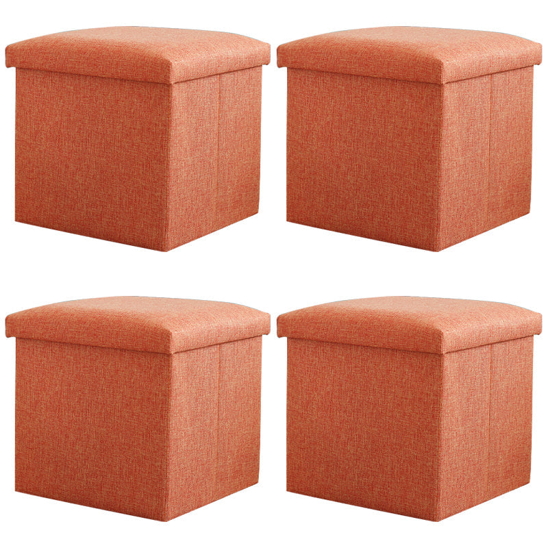 Modern Cotton Pouf Ottoman Pure Color Foldable Square Chair Ottoman with Storage Orange 4 Piece Set Clearhalo 'furn' 'furn_ottomans_poufs' 'Furniture' 'Living Room Furniture' 'Ottomans & Poufs' 'ottomans_poufs' 5865933