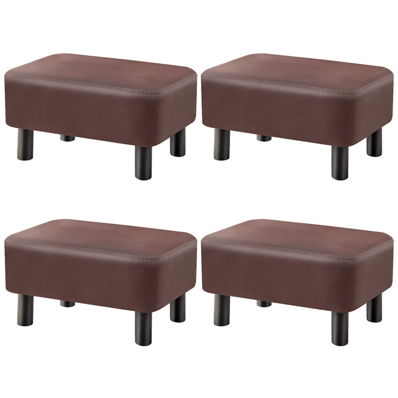 Contemporary Ottoman Faux Leather Upholstered Rectangle Ottoman Brown 4 Piece Set Clearhalo 'furn' 'furn_ottomans_poufs' 'Furniture' 'Living Room Furniture' 'Ottomans & Poufs' 'ottomans_poufs' 5866166