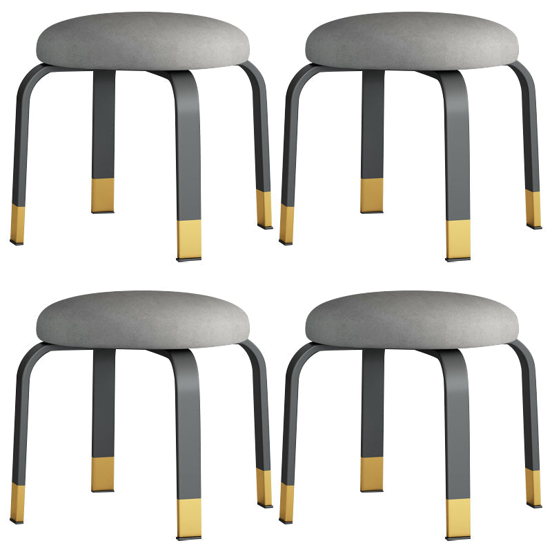 Footstool Ottoman Tear Resistant Solid Glam Cotton Blend Round Ottoman