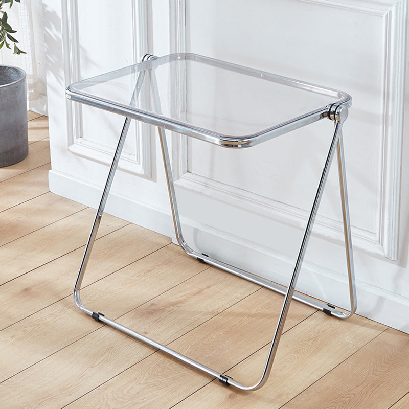 Acrylic Curved Writing Desk Folding Contemporary Desk 25.2"L x 19.7"W x 27.6"H Clear Clearhalo 'furn' 'furn_office_desk' 'Furniture' 'Office Desks' 'Office Furniture' 'office_desk' 5869504