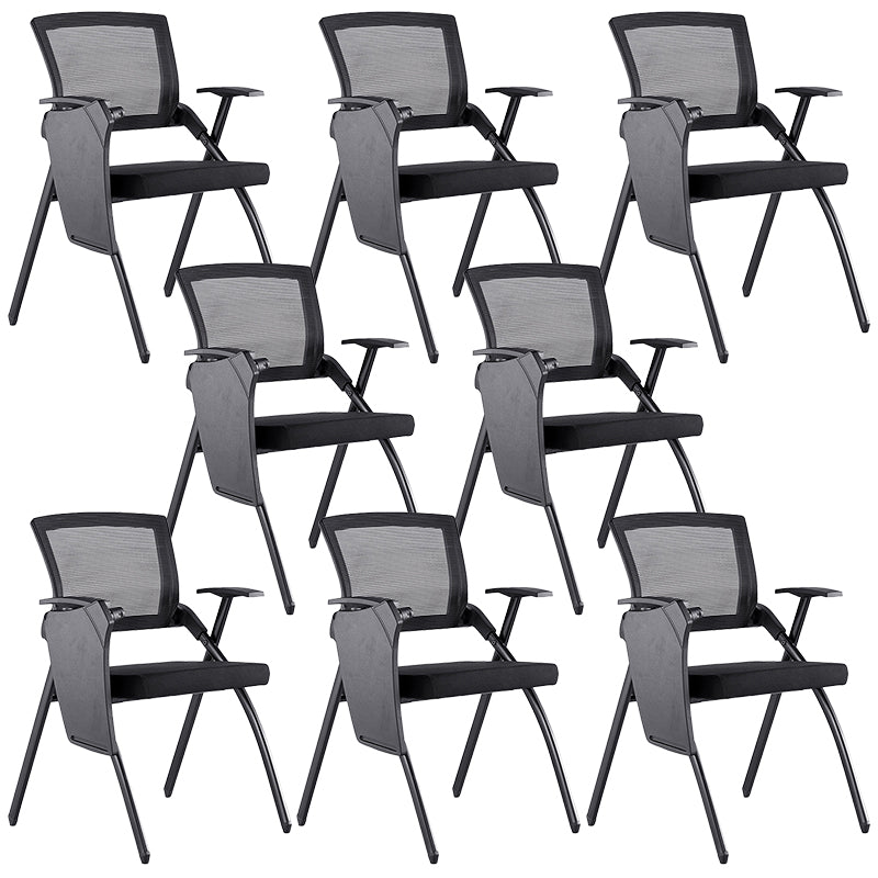 Contemporary Conference Chair Mid-Back Ergonomic Office Chair Black With Writing Pad 8 Piece Set Clearhalo 'furn' 'furn_office_chair' 'Furniture' 'Office Chairs' 'Office Furniture' 'office_chair' 5869823