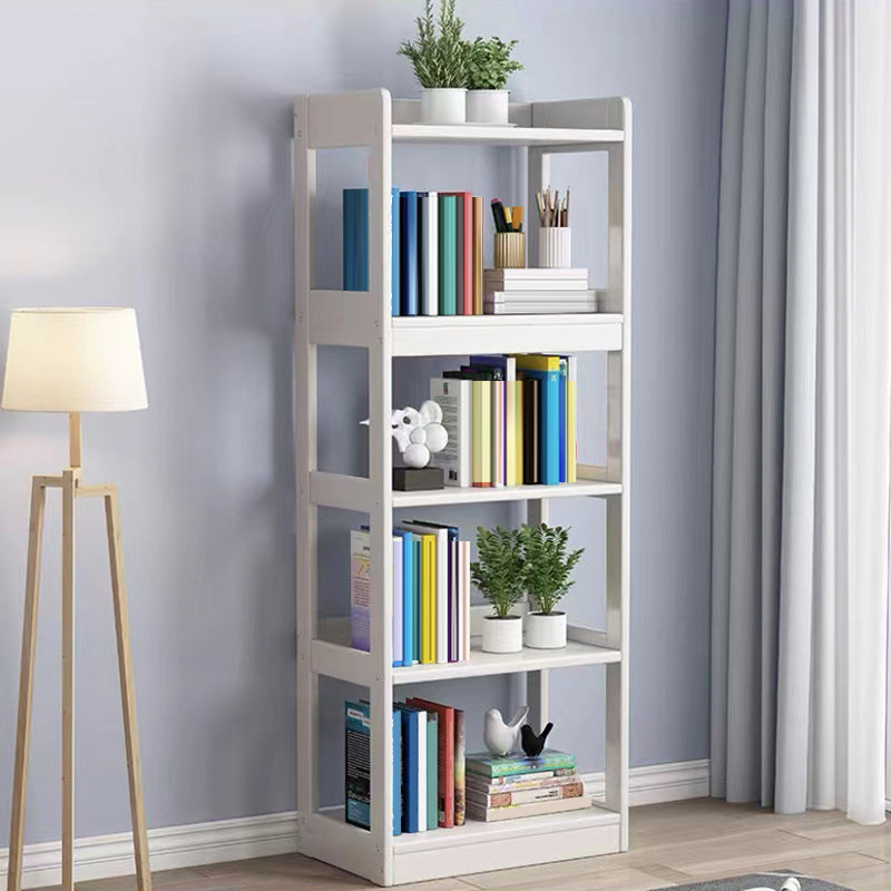 Open Shelf Storage and Display Shelves Bookcase Modern Wooden Bookshelf for Living Room 23.6"L x 11.0"W x 62.2"H Off-White Clearhalo 'Bookcases' 'furn' 'furn_bookcases' 'Furniture' 'Office Furniture' 5870299