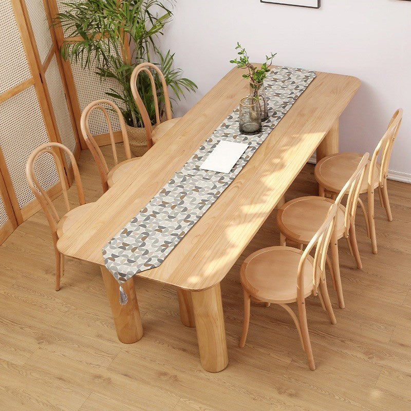 Modern Dining Set 1/5/7 Pieces Rectangle Pine Wood Dining Table for Living Room 7 Pieces: Table, 6 Wood Chairs Clearhalo 'Dining Room Sets' 'Dining Tables & Seating' 'dining_room_set' 'furn' 'furn_dining_room_set' 'Furniture' 'Kitchen & Dining Furniture' 5870943