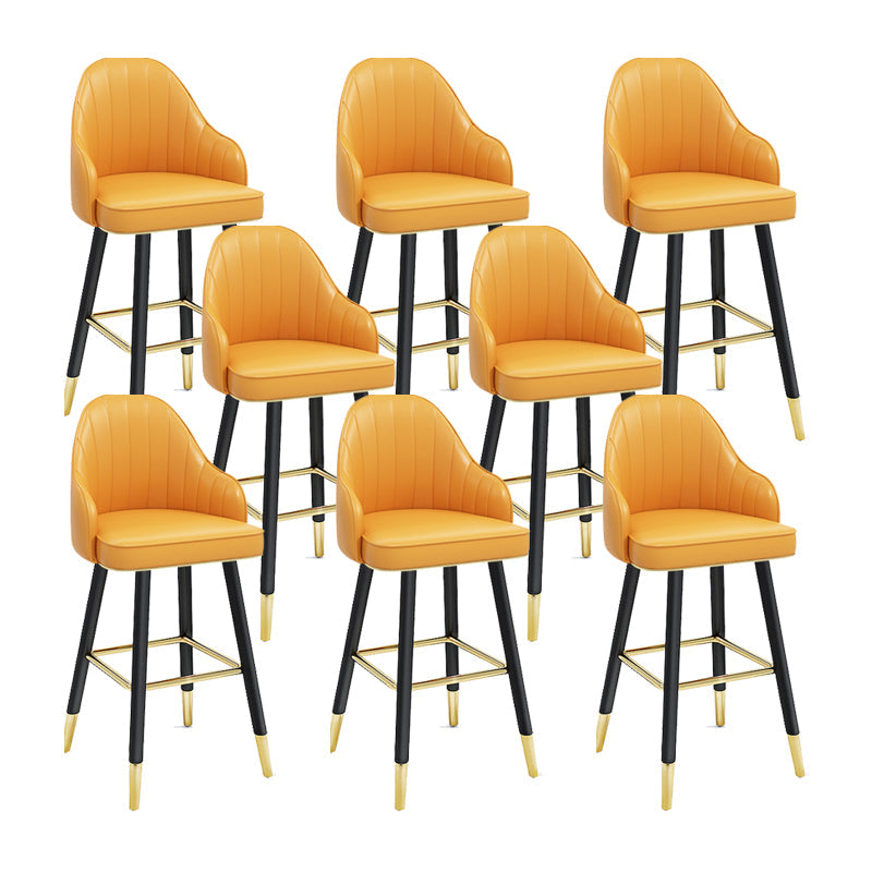 Modern Swivel Home Bar Stool Matte Finish Leather Armed Stool Yellow 8 Piece Set Counter Stool(26"H) Clearhalo 'Bar Furniture' 'Bar Stools' 'bar_stools' 'furn' 'furn_bar_stools' 'Furniture' 'Kitchen & Dining Furniture' 5871211