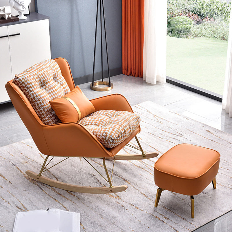 Moderne rocker stoel gestoffeerde knop met een lichte benen zweefvliegtuig