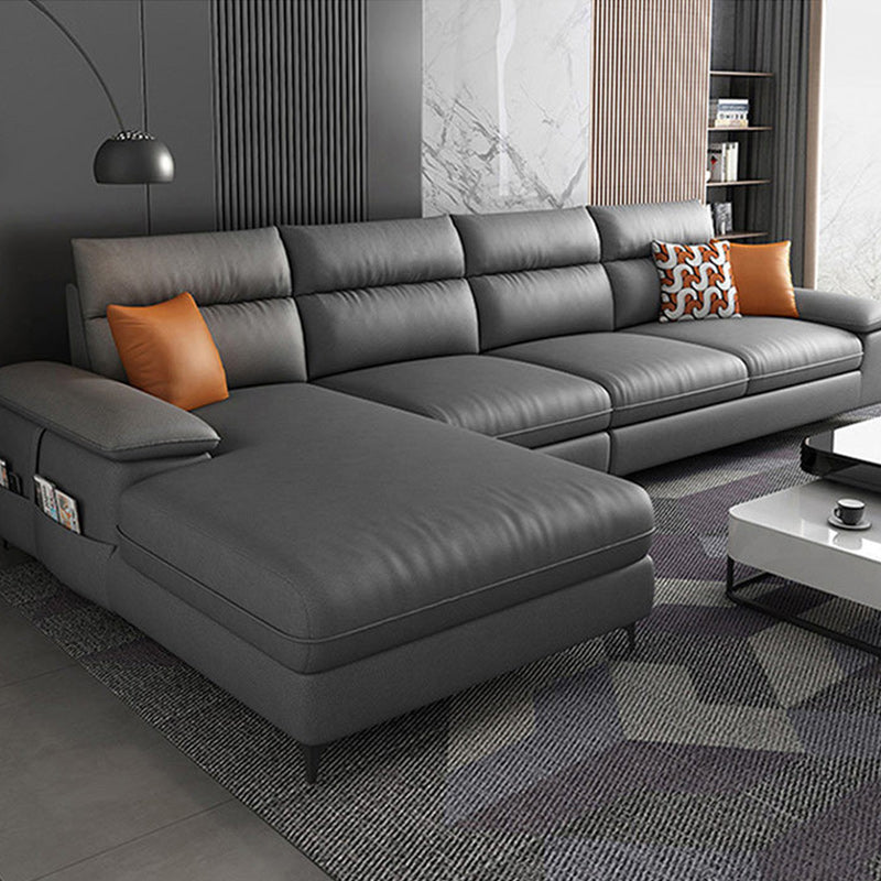 Faux Leather Sectionals with Pillow Top Arm and Cushion Back