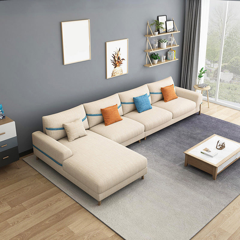 Divano sezione cuscino sezionale in tessuto e braccia quadrata sezionale per 4 persone