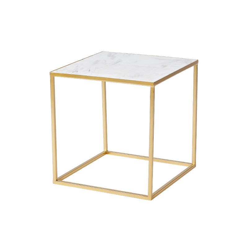 Glam Frame Coffee Table Slate Square Cocktail Table for Living Room Gold White Clearhalo 'Coffee & Accent Tables' 'Coffee Tables' 'coffee_tables' 'furn' 'furn_coffee_tables' 'Furniture' 'Living Room Furniture' 5872395