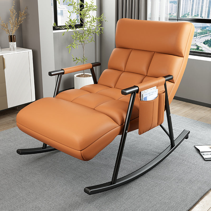 Sedia a dondolo moderna gialla con gambe scure sedia da bilanciere reclinabili per soggiorno