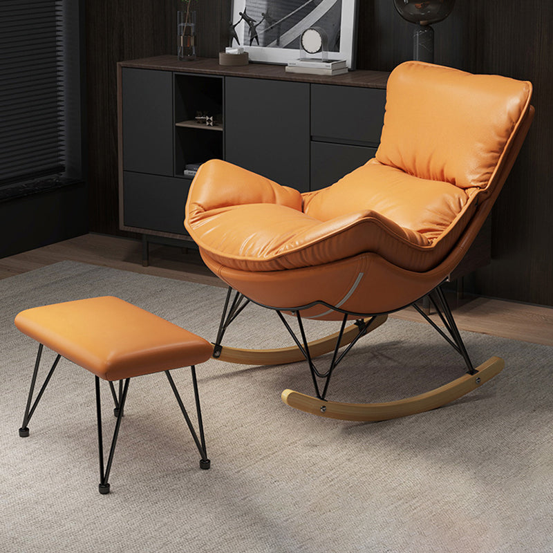 Sedia a dondolo contemporanea tessuto imbottito in metallo trapuntato sedia a dondolo interno