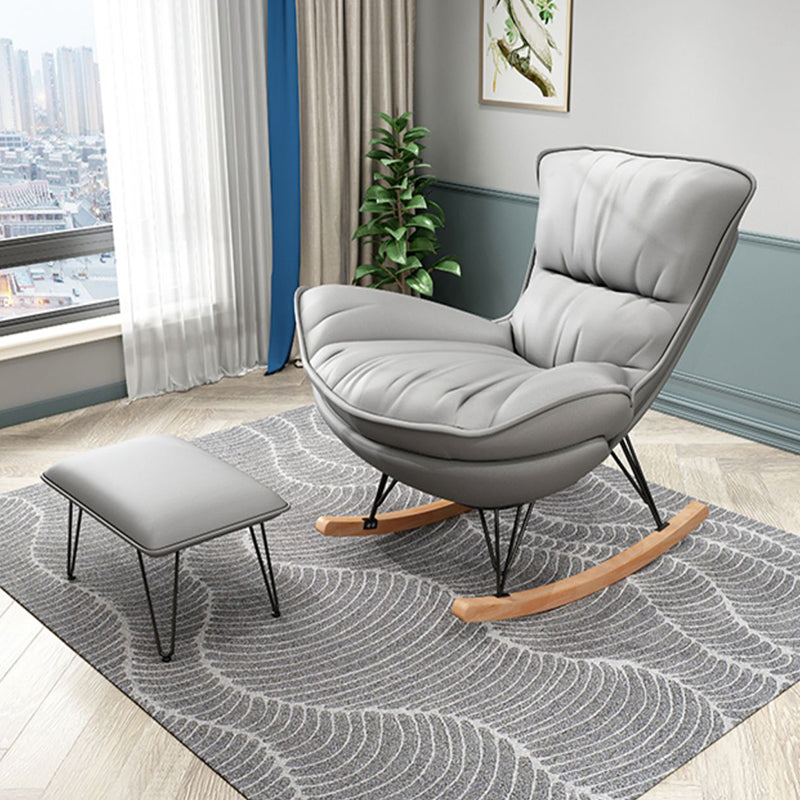 Chaise à bascule contemporaine tissu chaise d'aile rembourrée arrière chaise à bascule intérieure