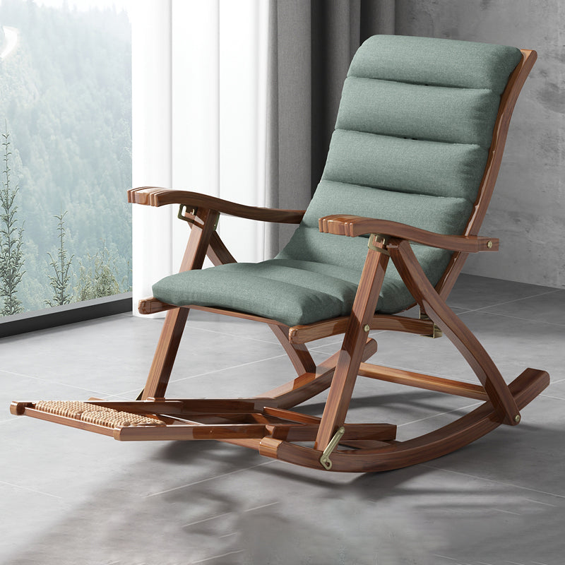 Modern Wood Rocking Chair Folding with Cotton Cushion for Home Decor Green Walnut Clearhalo 'Chairs & Seating' 'furn' 'furn_rocking_chairs' 'Furniture' 'Living Room Furniture' 'Rocking Chairs' 'rocking_chairs' 5872798