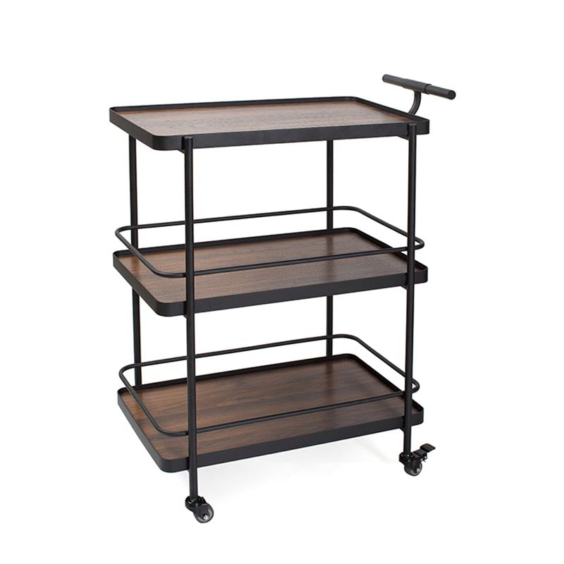 35.43"H Rolling Contemporary Prep Table Metal Prep Table with Open Storage