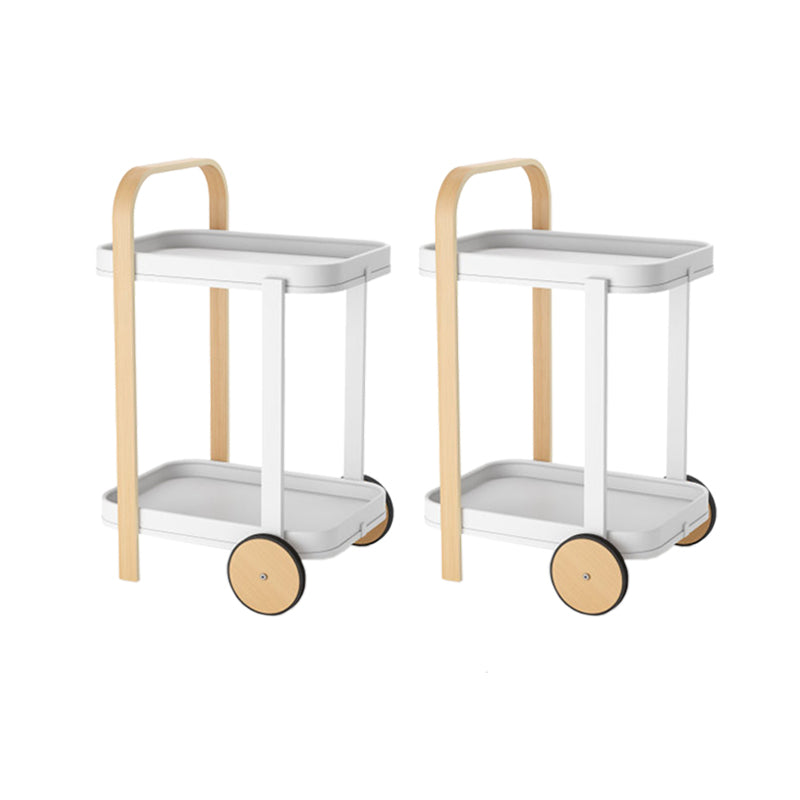 Tavolo laterale superiore del vassoio rettangolo in legno Tavolo da 31,5 pollici con ruota e scaffale