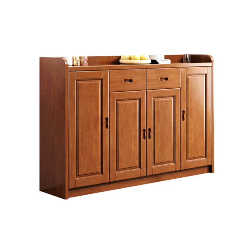 Modern Rectangle Accent Cabinet Wood Grooves Side Cabinet with Drawer 63"L x 14"W x 43"H Brown Clearhalo 'Cabinets & Chests' 'cabinets_chests' 'furn' 'furn_cabinets_chests' 'Furniture' 'Living Room Furniture' 5873996