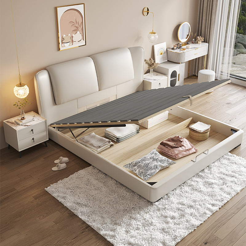 43.3 "Tall eigentijds paneelbedhout en gestoffeerd bedframe