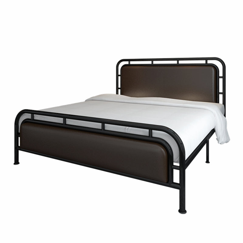 Glam Open-Frame Bed Metal and Upholstered Standard Bed, 43.3" Tall Full XL Black Clearhalo 'Bedroom Furniture' 'Beds' 'furn' 'furn_beds' 'Furniture' 5874577
