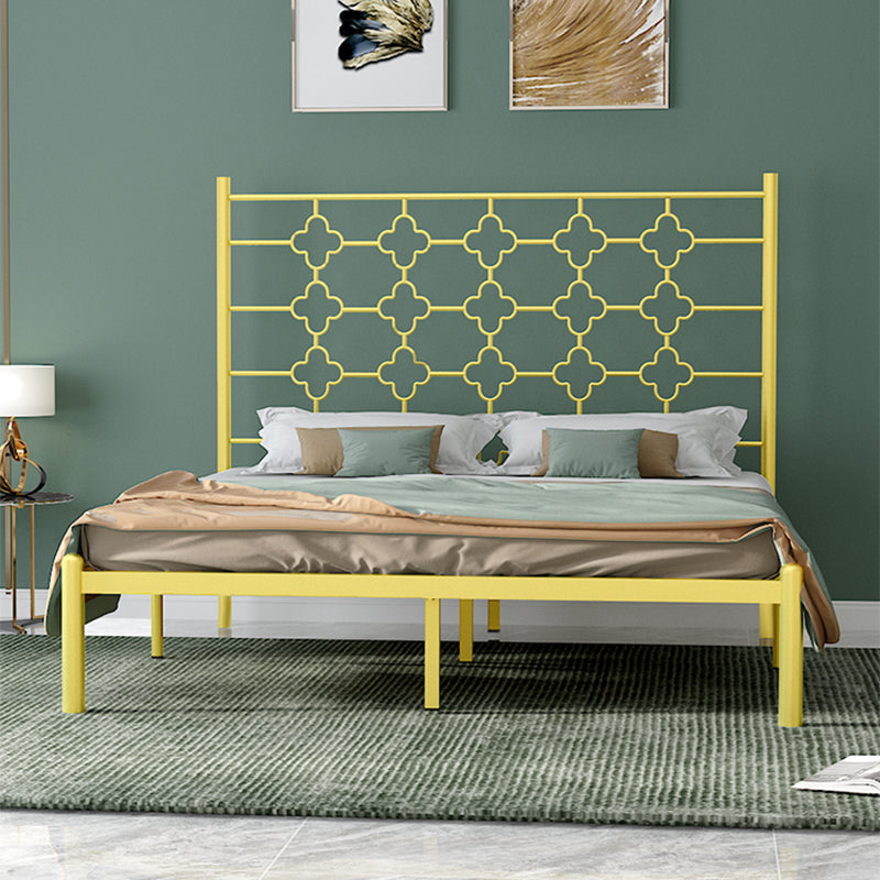 Metallic Open-Frame Bed Glam Standard Bed with Headboard, 49" Tall