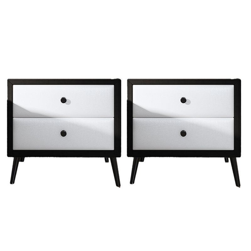 Las patas del gabinete de la cama de cuero falso incluyen 19.69 "mesa de noche de 2 cavadores de alto