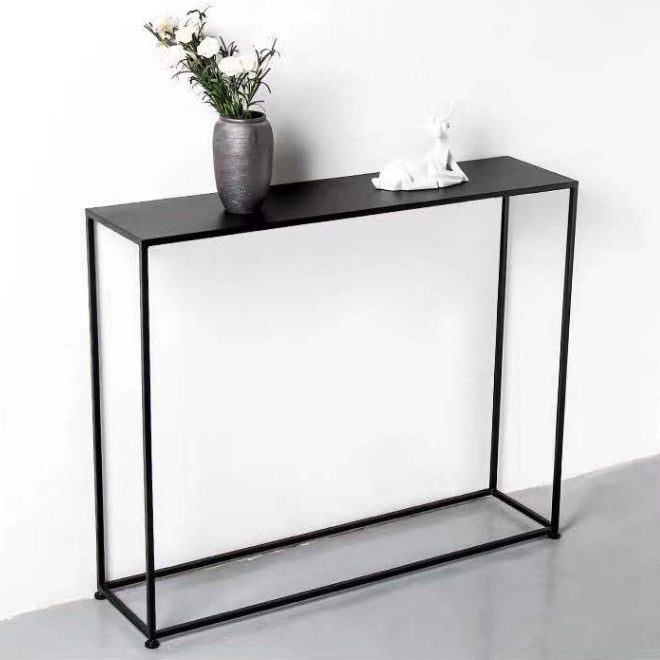 Metal Rectangle Console Table 9.8 Inch Wide Contemporary End Table 39.5"L x 10"W x 31.5"H Matte Black Clearhalo 'Console Tables' 'console_tables' 'Entry & Mudroom Furniture' 'furn' 'furn_console_tables' 'Furniture' 5876326