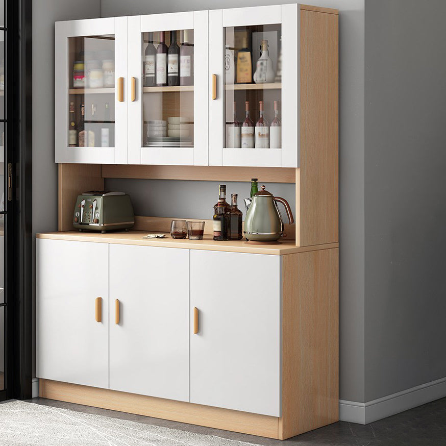 Puerta de vidrio aparador de madera artificial gabinete de servidor moderno con almacenamiento para sala de estar