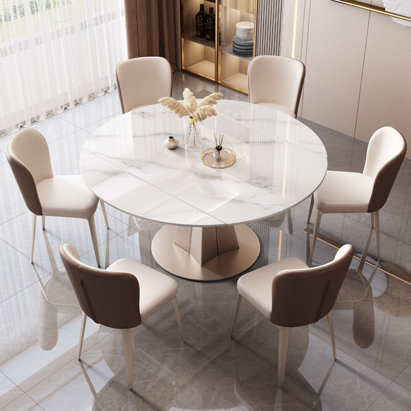 Mesa de piedra sinterizada mesa de comedor de pedestal para la cena de cocina en casa