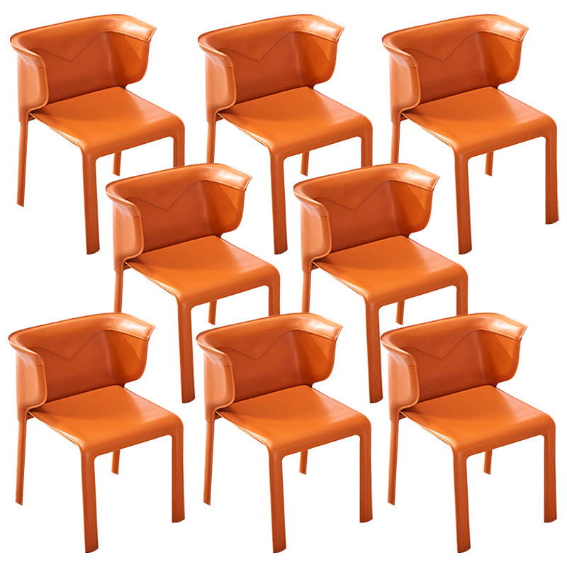 Faux Leather Dining Chair Modern Upholstered Chair with Metal Legs Orange 8 Piece Set Clearhalo 'Dining Chairs' 'Dining Tables & Seating' 'dining_chair' 'furn' 'furn_dining_chair' 'Furniture' 'Kitchen & Dining Furniture' 5877152
