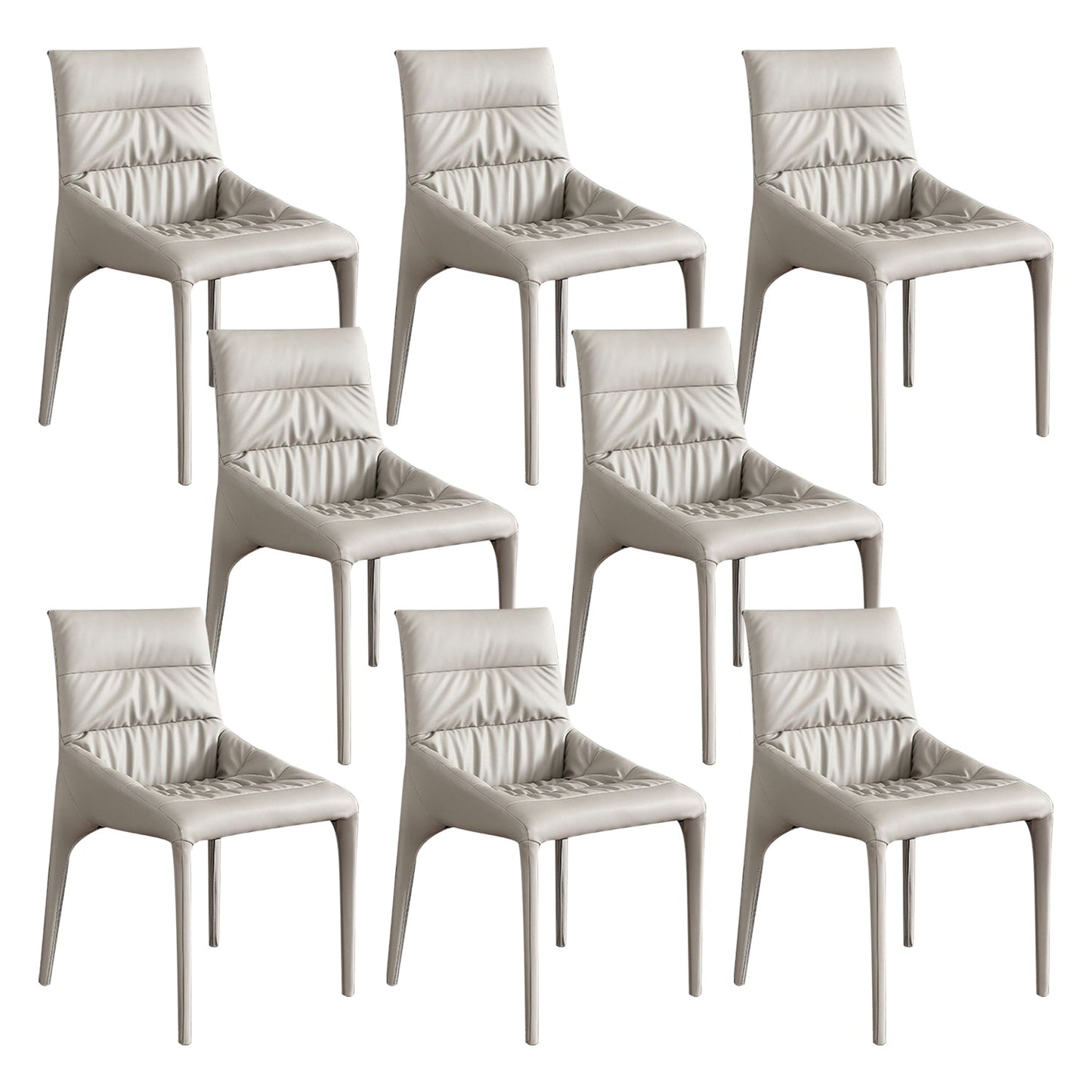 Faux Leather Chair Upholstered Armless Dining Chairs for Home Off-White 8 Piece Set Clearhalo 'Dining Chairs' 'Dining Tables & Seating' 'dining_chair' 'furn' 'furn_dining_chair' 'Furniture' 'Kitchen & Dining Furniture' 5877327