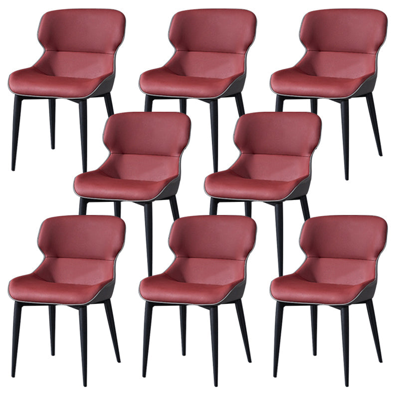 Modern Dining Room Chair Faux Leather and Metal Side Chair for Home