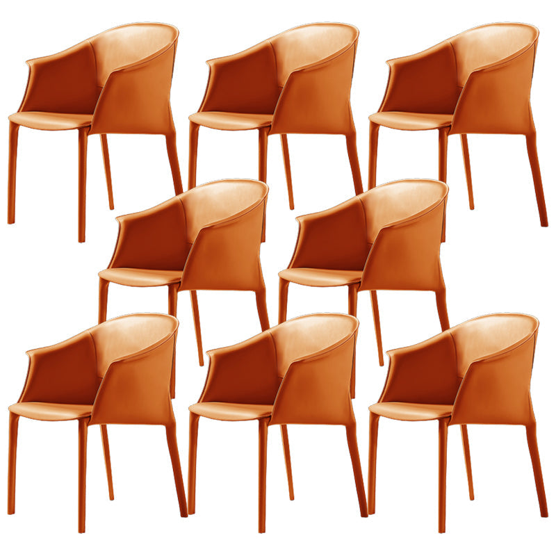 Silla del lado moderno de cuero con brazos Silla de comedor de acabado mate