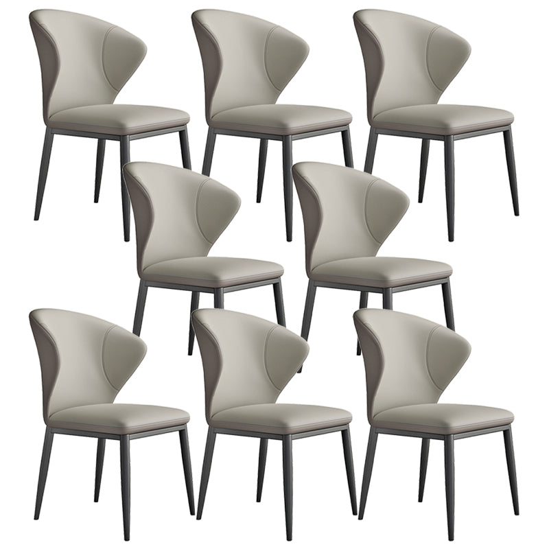 Contemporary Dining Chairs Armless Dining Chairs with Metal Legs for Kitchen Grey 8 Piece Set Clearhalo 'Dining Chairs' 'Dining Tables & Seating' 'dining_chair' 'furn' 'furn_dining_chair' 'Furniture' 'Kitchen & Dining Furniture' 5877529