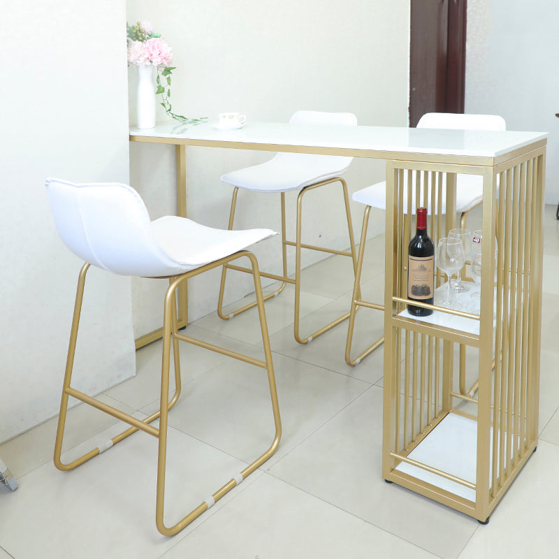 Glam Bar Table Set 1/4 Pieces Rectangle Stone Counter Table with High Stools for Balcony 4 Pieces: Table, 3 Stools Clearhalo 'Bar Furniture' 'furn' 'furn_home_bar_bar_sets' 'Furniture' 'Home Bars & Bar Sets' 'home_bar_bar_sets' 'Kitchen & Dining Furniture' 5878037