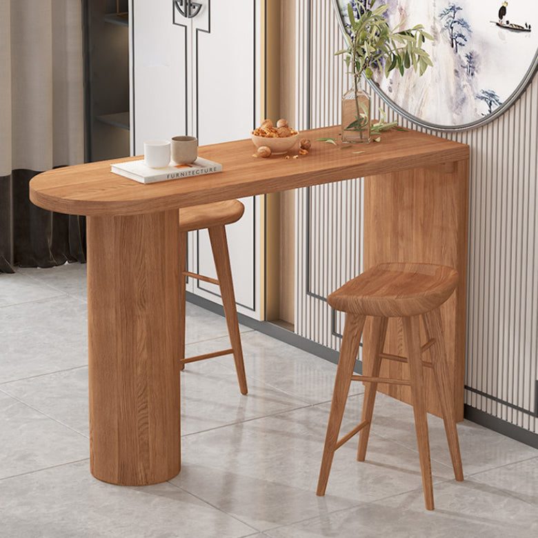 Mesa de comedor de barra de madera mesa de bar de pedestal doble contemporánea