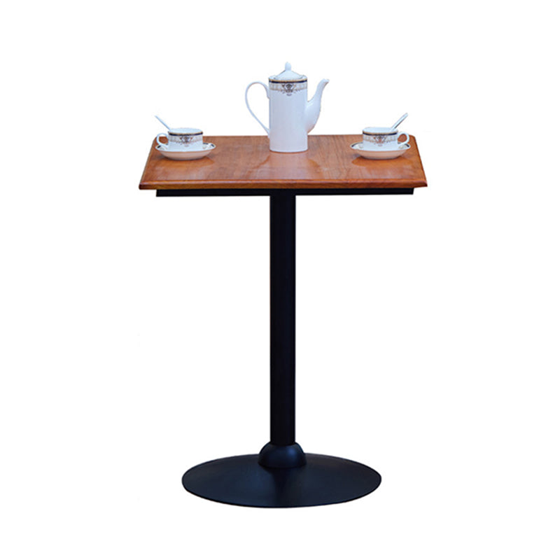 Tavolo da bar in legno solido industriale Tavolo da bistrot marrone con piedistallo in metallo nero