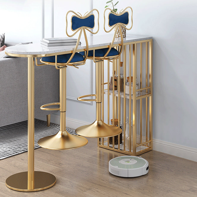 Glam Style Bar Table Faux Marble Double pedestal Bar Dining Table with Storage 70.9"L x 15.7"W x 39.4"H Without Chairs Clearhalo 'Bar Furniture' 'Bar Tables' 'bar_tables' 'furn' 'furn_bar_tables' 'Furniture' 'Kitchen & Dining Furniture' 5879070