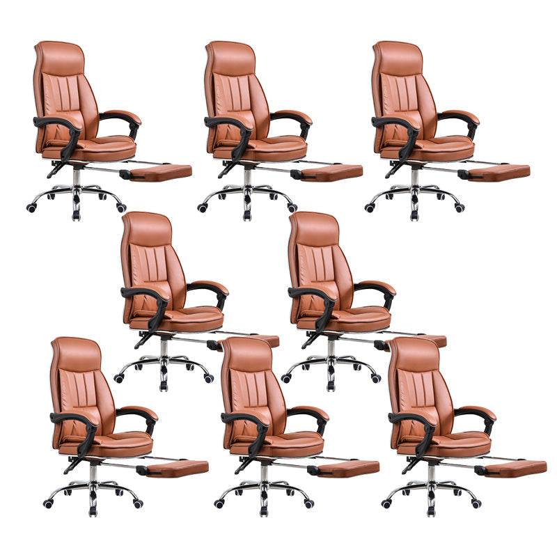 24"W Contemporary Executive Chair Swivel Upholstered Managers Chair Brown 8 Piece Set With Footrest Clearhalo 'furn' 'furn_office_chair' 'Furniture' 'Office Chairs' 'Office Furniture' 'office_chair' 5881809