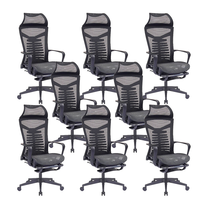 Modern Fixed Arms Office Chair Ergonomic Breathable AirGrid Chair Gray Black 8 Piece Set Clearhalo 'furn' 'furn_office_chair' 'Furniture' 'Office Chairs' 'Office Furniture' 'office_chair' 5881903