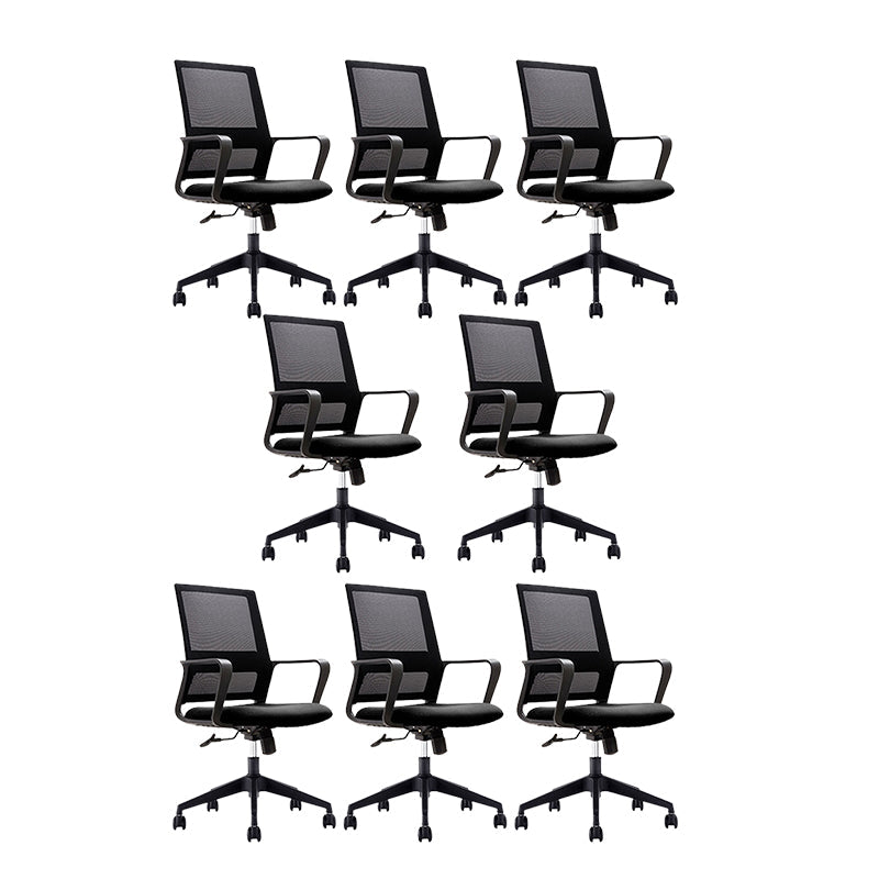 Black Contemporary Office Chair Swivel Breathable AirGrid Desk Chair Casters 8 Piece Set Clearhalo 'furn' 'furn_office_chair' 'Furniture' 'Office Chairs' 'Office Furniture' 'office_chair' 5882294