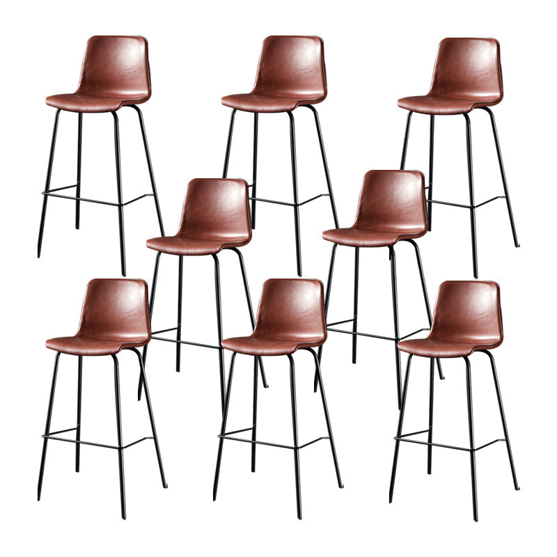 Modern Matte Finish PU Leather Barstool Low Back Restaurant Stool Burgundy 8 Piece Set Bar Stool(30"H) Clearhalo 'Bar Furniture' 'Bar Stools' 'bar_stools' 'furn' 'furn_bar_stools' 'Furniture' 'Kitchen & Dining Furniture' 5882897
