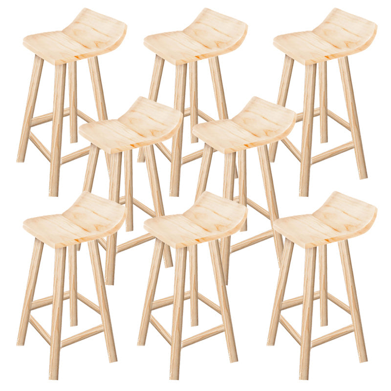 Modern Solid Wood Bar Chair Armless Bar Stool with Wooden Footrest Wood 8 Piece Set Clearhalo 'Bar Furniture' 'Bar Stools' 'bar_stools' 'furn' 'furn_bar_stools' 'Furniture' 'Kitchen & Dining Furniture' 5884071