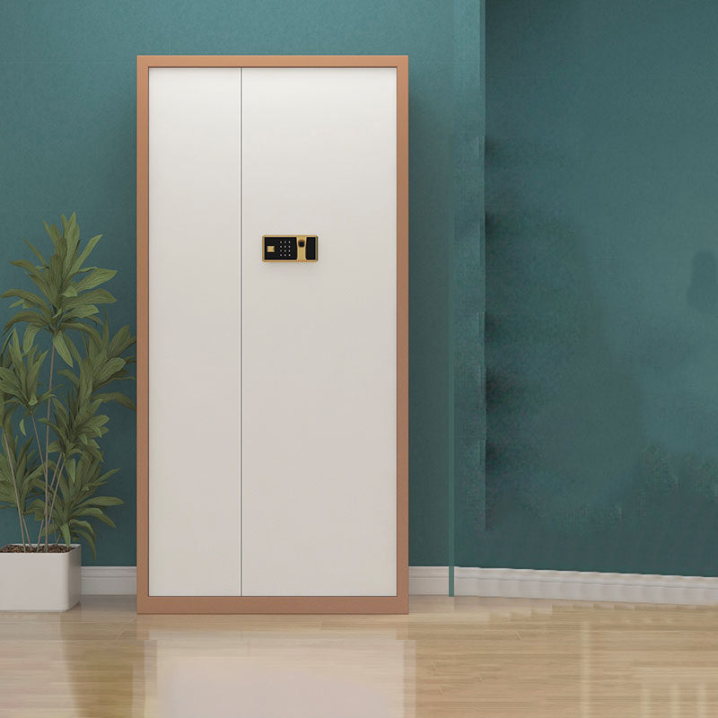 Contemporary File Cabinets Metal Frame Vertical File Cabinet with Lock Coffee-White Fingerprint Clearhalo 'Filing Cabinets' 'filling_cabinets' 'furn' 'furn_filling_cabinets' 'Furniture' 'Office Furniture' 5884336