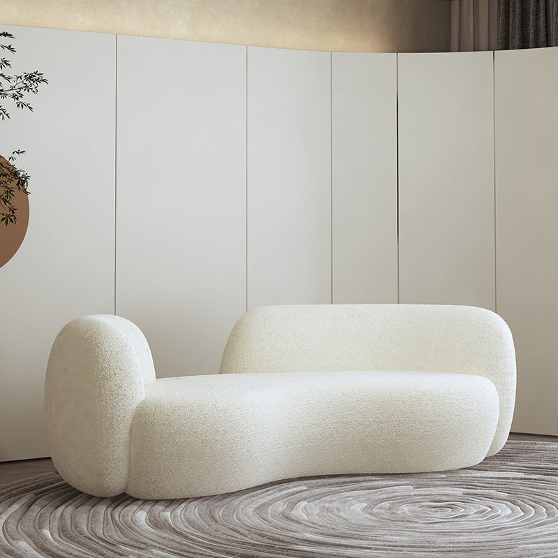 Recessed Arm Sofa in White Modern Style Sofa 28.32 Inches High