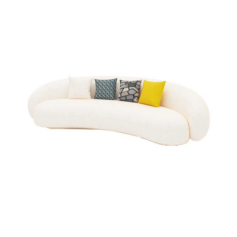 23.62" High Sloped Arm Sofa with 4 Pillows Wool Sofa in White 94"L x 29.5"W x 24"H Clearhalo 'furn' 'furn_sofas' 'Furniture' 'Living Room Furniture' 'Sofa' 'sofas' 5889148