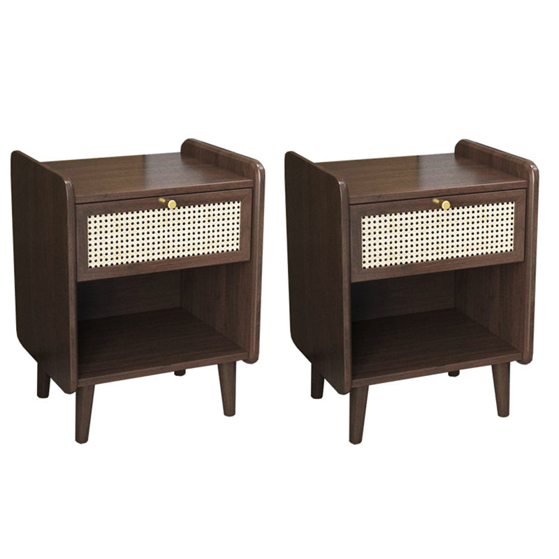 Cassetto del tavolo da notte in legno massiccio moderno da 19 pollici H comodino da letto con gambe