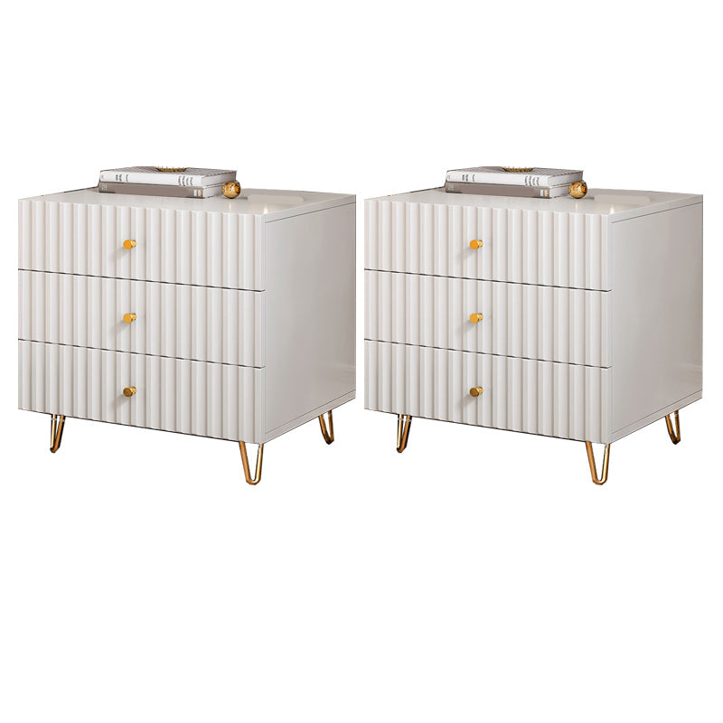 Schubladenspeicherbett Nachttisch Beige Beine enthalten Nachttisch Glam